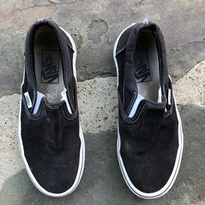 Women Size 5.5 Black Slip On Vans Men Size 4